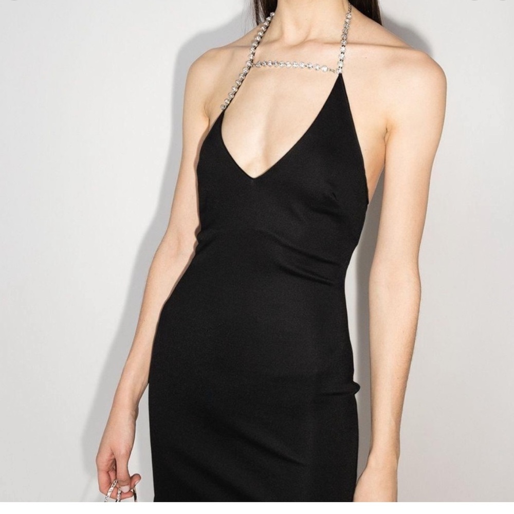 AREA Dress with Embellished Straps